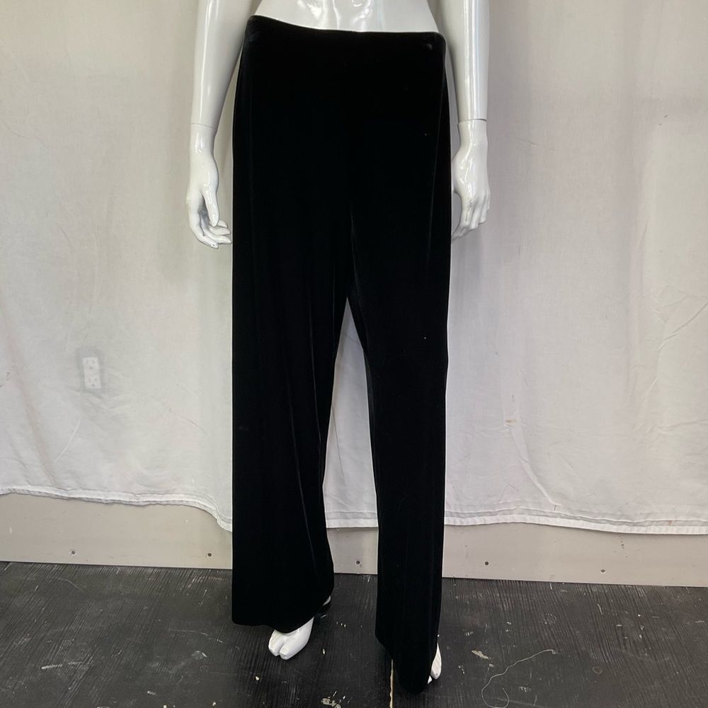 Alex Evenings Women's Black Velvet High Rise Pull On Wide Leg Pants Size L - Picture 5 of 10